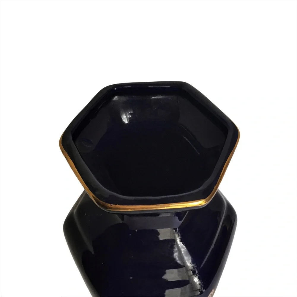 Vintage Cobalt Blue Japanese Golden Bird Vase - Picture 5 of 6